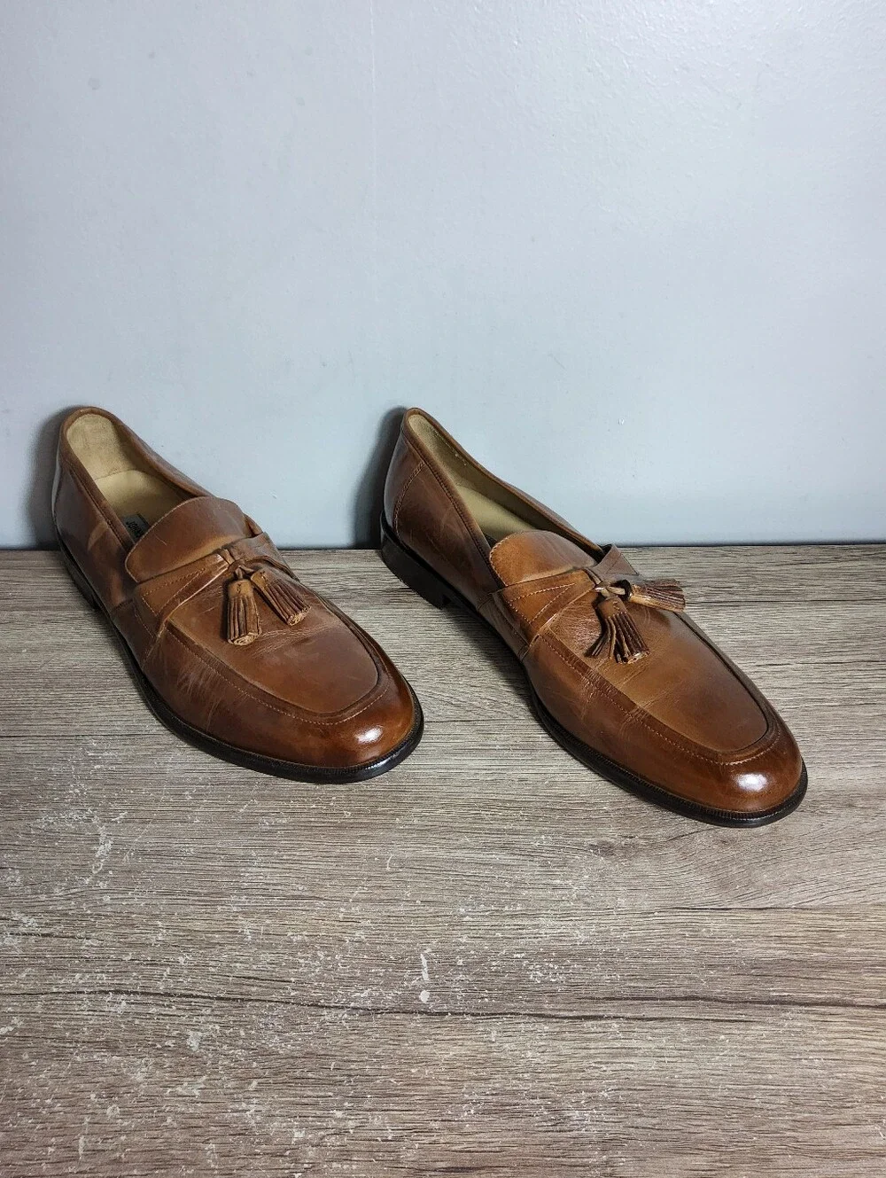 JOHNSTON & MURPHY Mens Dress Shoes Leather Tassel Loafers 11.5